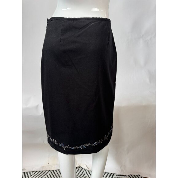Gap Womens Black Embroidered Hem Midi Skirt Size 6 Polyester Rayon Spandex - Picture 7 of 16